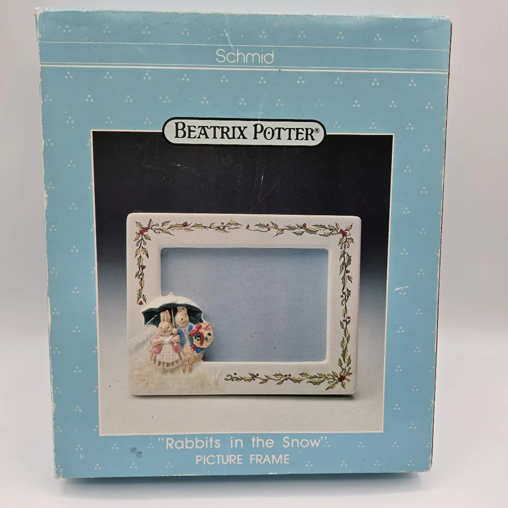 Vintage 1989 Schmid Beatrix Potter Christmas Collection Hand Painted Frame 5"x7" - Picture 13 of 15